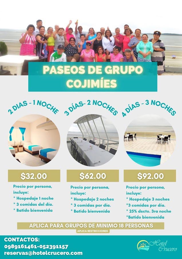 hotel crucero cojimies ecuador paseo en grupos